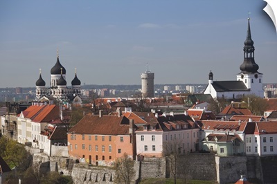 Estonia, Tallinn, Old Town, elevated view of Toompea from St. Olaf's Church Tower