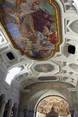 Europe, Italy, Rome. St. Peter in Chains (aka San Pietro in Vincoli). Ornate ceiling