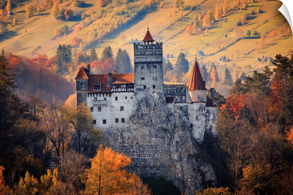 Europe, Transylvania, Romania, 13th century Castle Bran, associated with Vlad II the Impaler, AKA Dracula. Queen Marie of ...