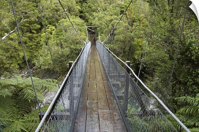 Footbridge, Hokitika River, Hokitika Gorge, West Coast, South Island, New Zealand