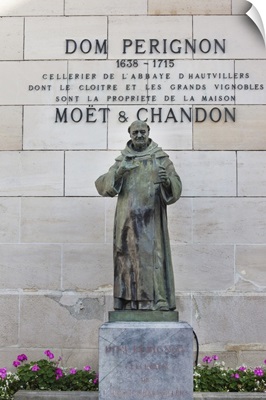 France, Marne, Statue Of Dom Perignon, Founder Of Champagne-Making