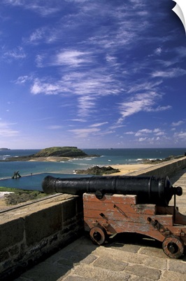 France, Normandy, St. Malo Cannon On Rampart Wall