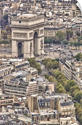 France, Paris, Arc de Triomphe, view from Eiffel Tower