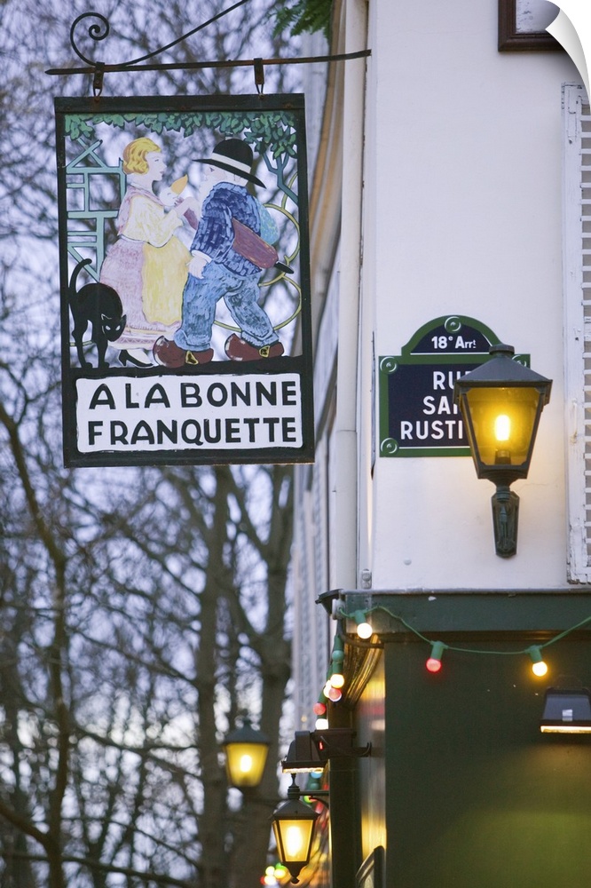 France, Paris, Montmartre, Place Du Tertre, Sign For Cafe A La Bonne Franquette