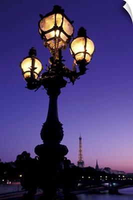 France, Paris, Streetlamp, Pont Alexandre III, Eiffel Tower In Background
