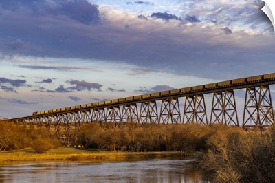 Freight Train Crosses Hi-Line Trestle Over Sheyenne River, Valley City, North Dakota