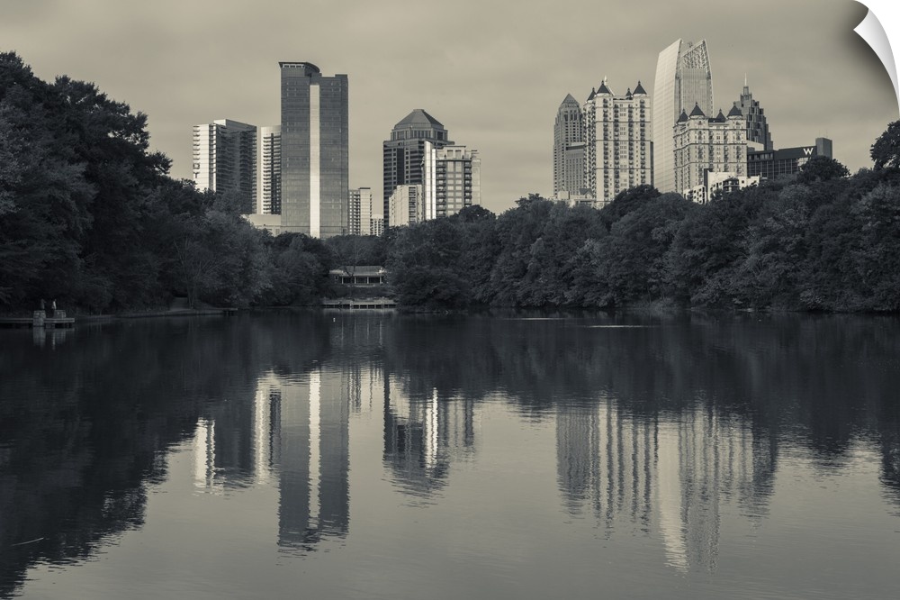 Georgia, Atlanta, city skyline from Piedmont Park.