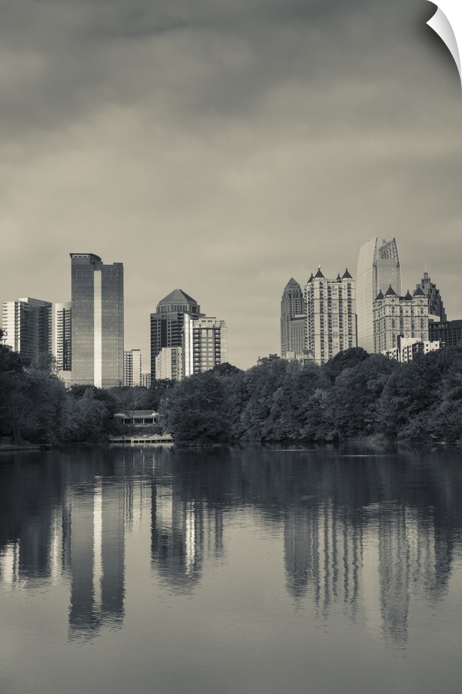 Georgia, Atlanta, city skyline from Piedmont Park.