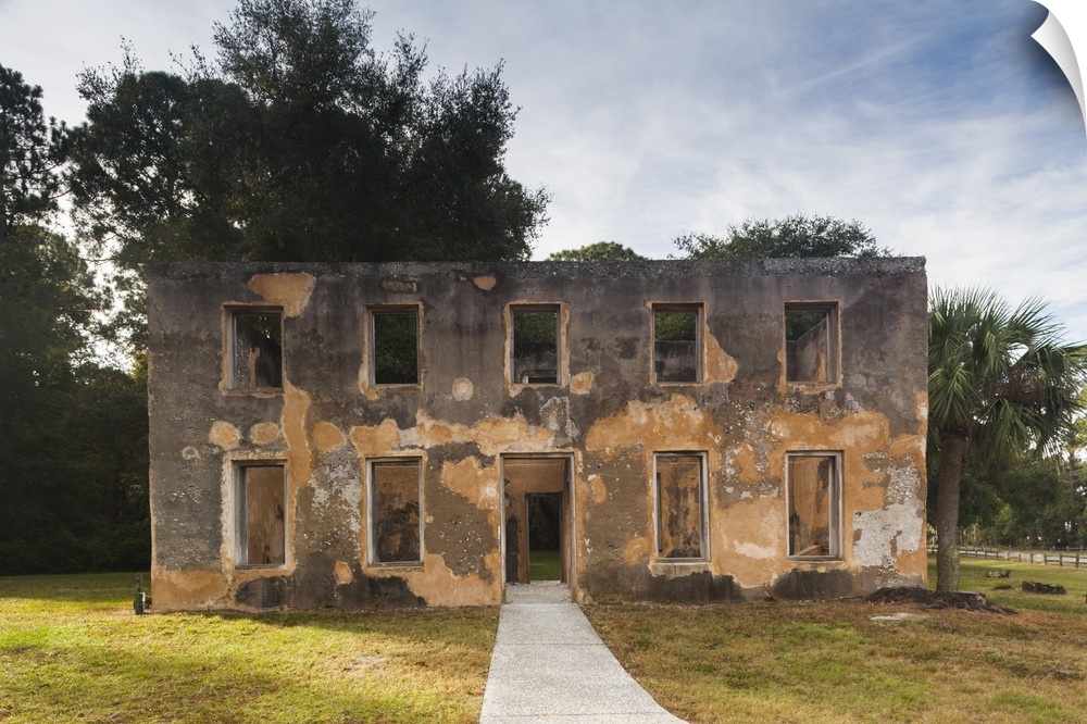 Georgia, Jekyll Island, ruins of the 1743 Horton House, building made of tabby a mortar of crushed seashells.