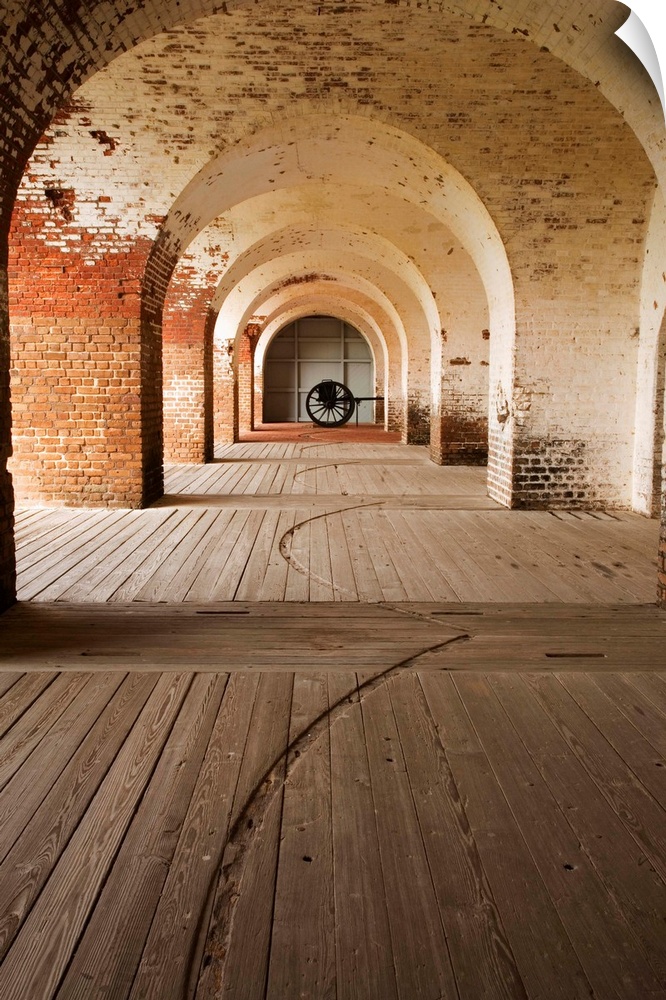 USA; Georgia; Savannah; Arches at Fort Pulaski National Monument.