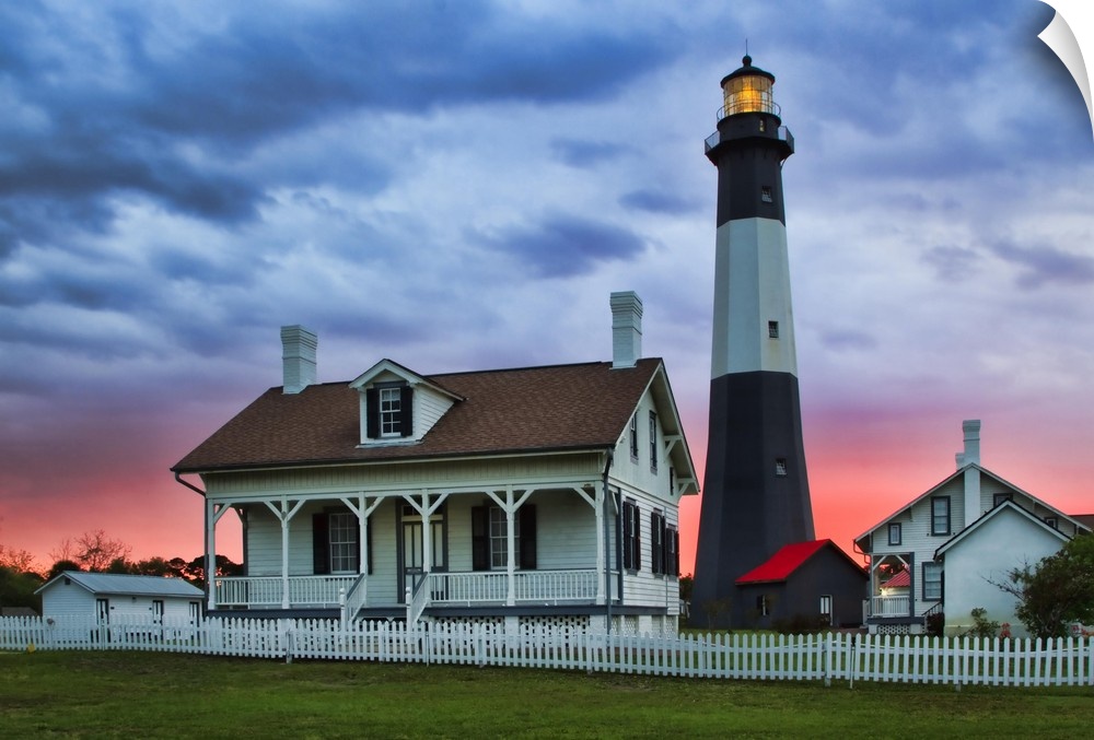 USA, Georgia, Tybee Island, Tybee light house at sunset.