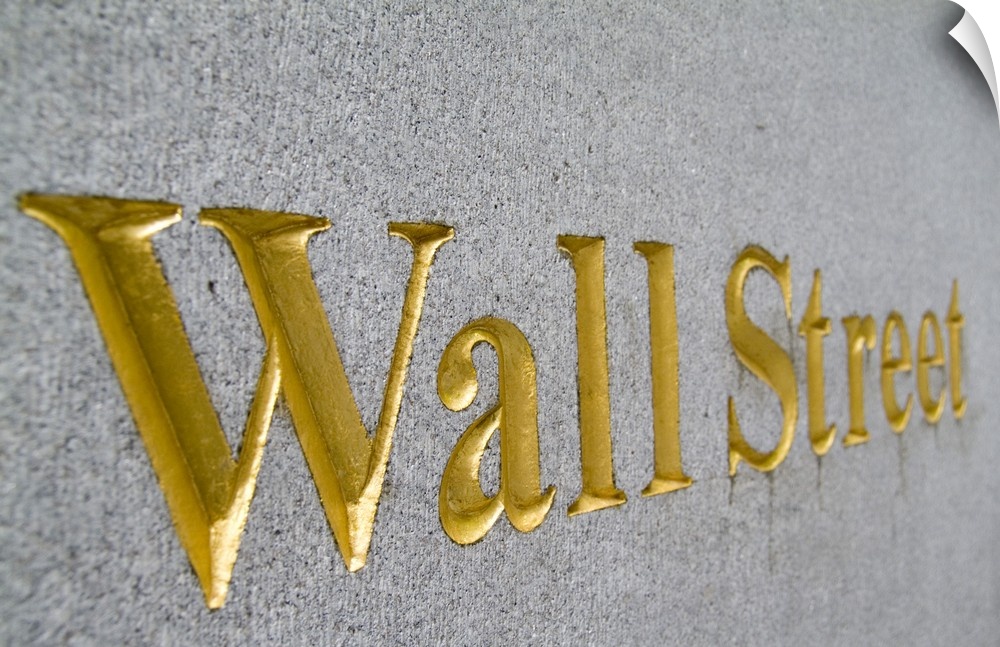 Gold letters on  Wall Street in New York City USA