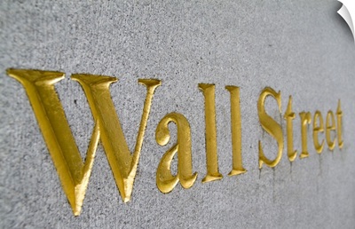 Gold letters on  Wall Street in New York City, New York