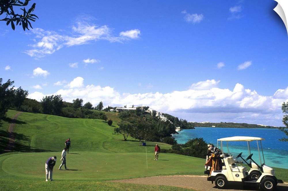 Golfing at the wonderful colorful Castle Harbour Course in Bermuda vacation holiday fun with the Good Life.