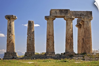 Greece, Corinth, Ruins Of Temple Of Apollo