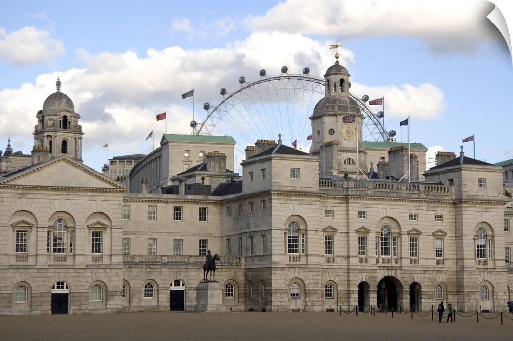 Horse Guards and the London Eye in London, England.