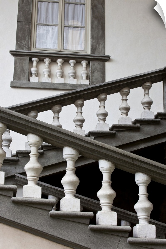 Italy, Tuscany, Lucca. Stairs in the Pfanner Palace and gardens. Europe, Italy.