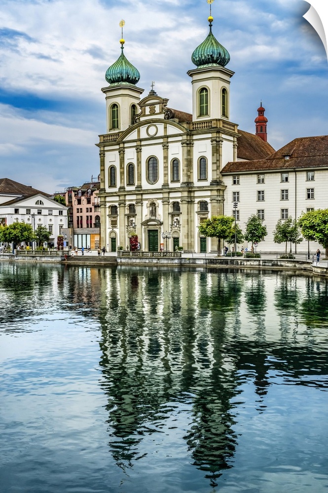 Jesuit Church Inner Harbor reflection, Lucerne, Switzerland.