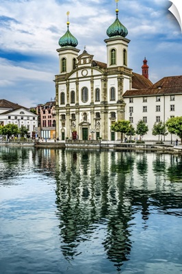 Jesuit Church Inner Harbor Reflection, Lucerne, Switzerland