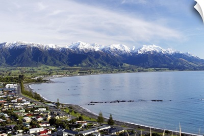 Kaikoura Township and Seaward Kaikoura Ranges, South Island, New Zealand