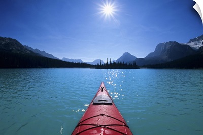 Kayaking on Bow Lake, Banff National Park, Alberta, Canada