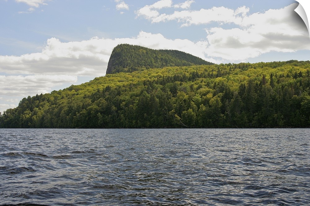 North America, United States, Maine. A view of Mount Kineo from a boat on Moosehead Lake