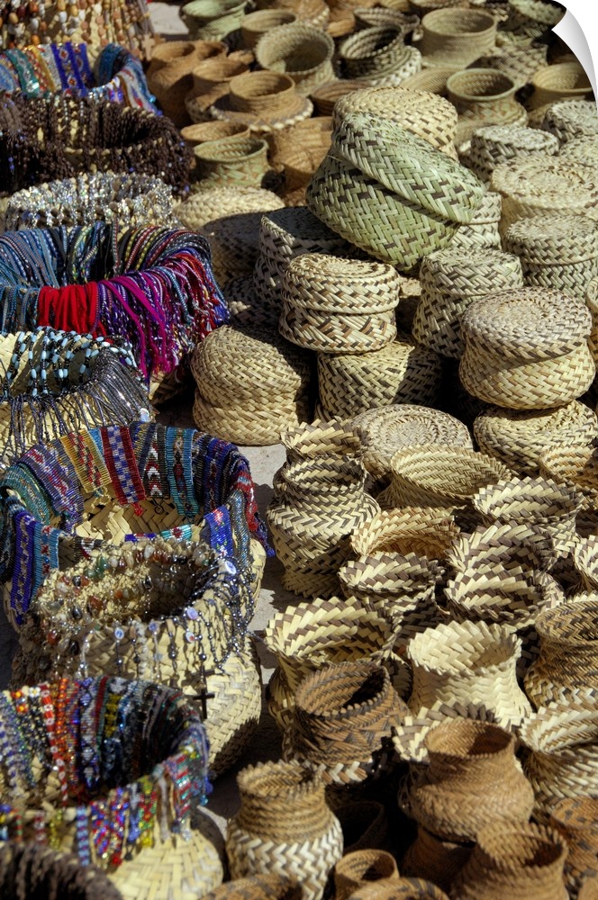 Mexico, State of Chihuahua, Copper Canyon. Typical Tarahumara Indian baskets.