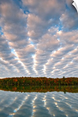 Michigan, Upper Peninsula. Clouds over Pete's Lake in autumn
