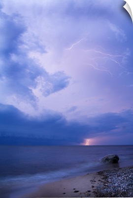Michigan, Upper Peninsula. Lightening over Lake Superior
