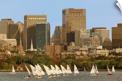MIT sailing team in Charles River, Boston, MA