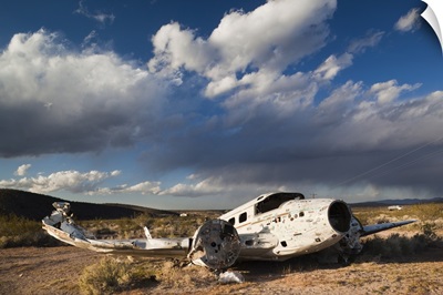 Nevada, Great Basin, Beatty, abandoned small airplane by Angels Ladies Brothel