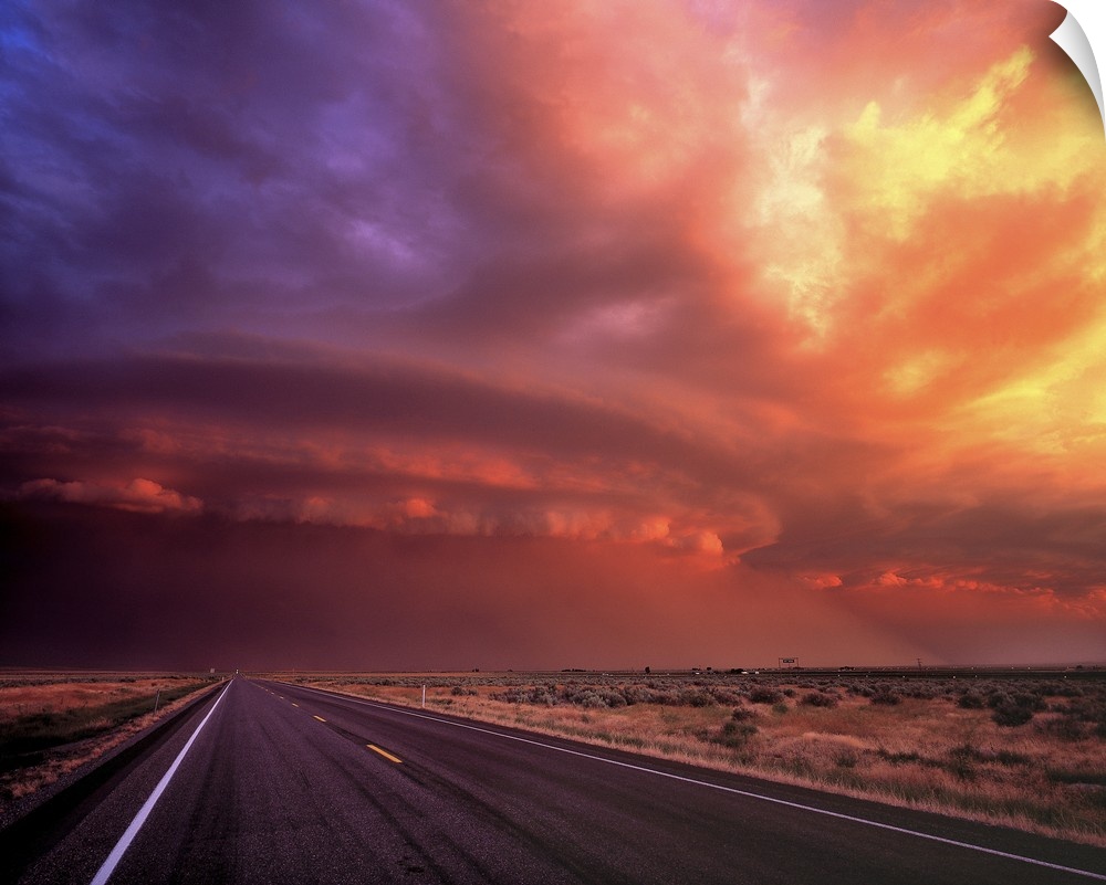 USA, Nevada, Humbolt Co. An early evening thunderstorm darkens the sky in northwestern Nevada.