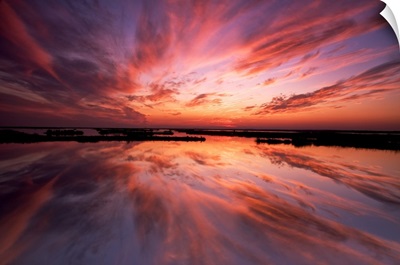 New Jersey, Cape May. Sunset reflection on water