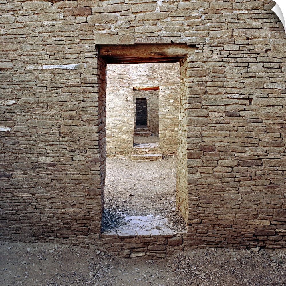 USA, New Mexico, Chaco Culture National Historical Park. Doors at Pueblo Bonito in  Chaco Canyon.