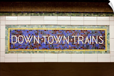 New York City, New York, Old tile subway signage