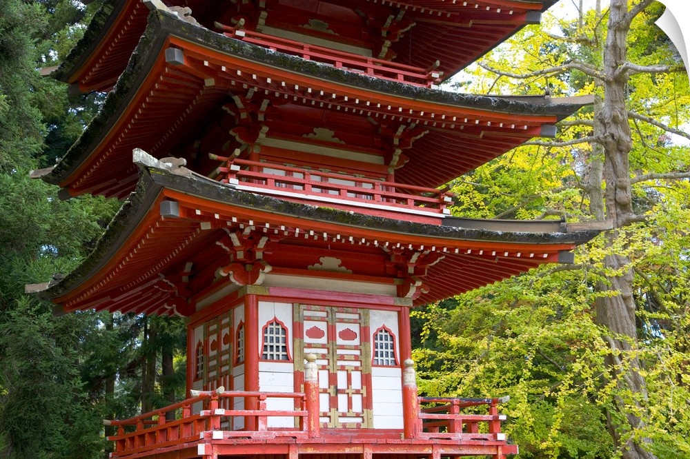 Pagoda in the Japanese Gardens, Golden Gate Park, San Francisco, California.