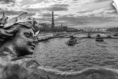 Paris, Nymphes De La Seine Statue On Pont Alexandre III, Along River Seine