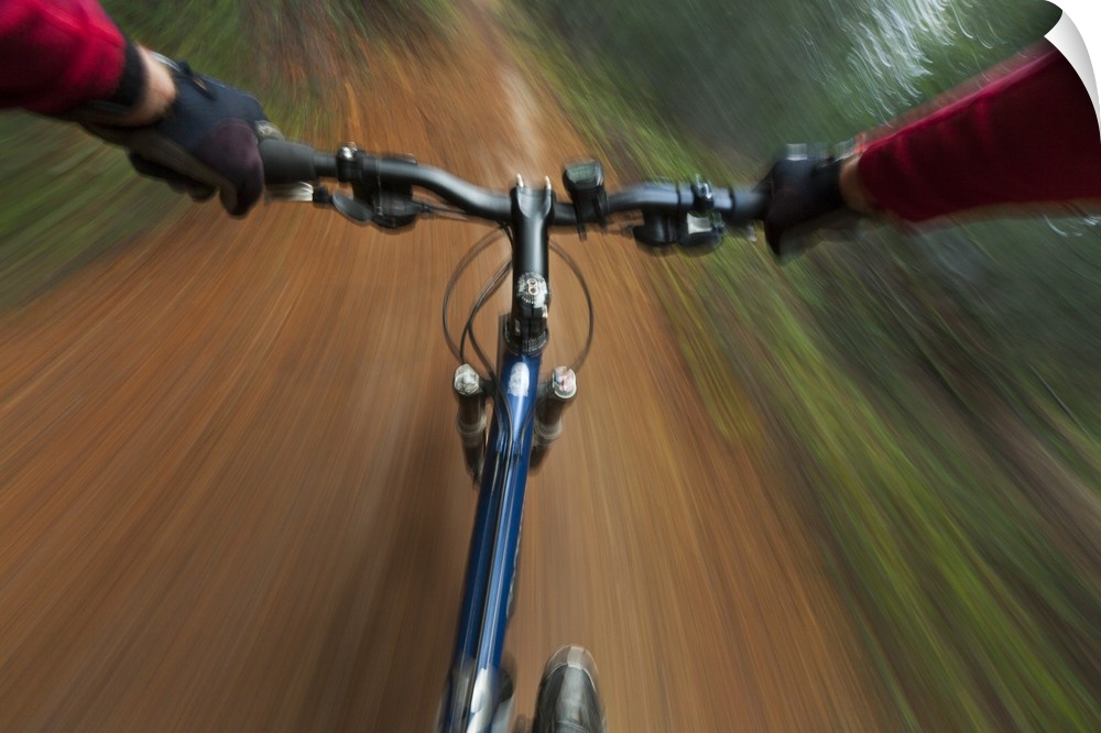 Point of view of singletrack riding at the Pig Farm Trails near Whitefish, Montana, USA