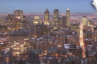 Quebec, Montreal, City Skyline From Mount Royal