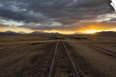 Railway Track In The Desert, Salar De Uyuni, Potosi Department, Bolivia
