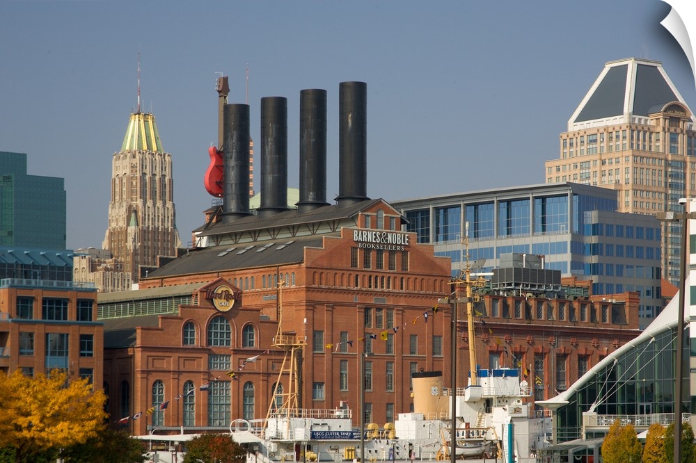 BALTIMORE, MARYLAND. USA. Renovated buildings, Baltimore Waterfront.