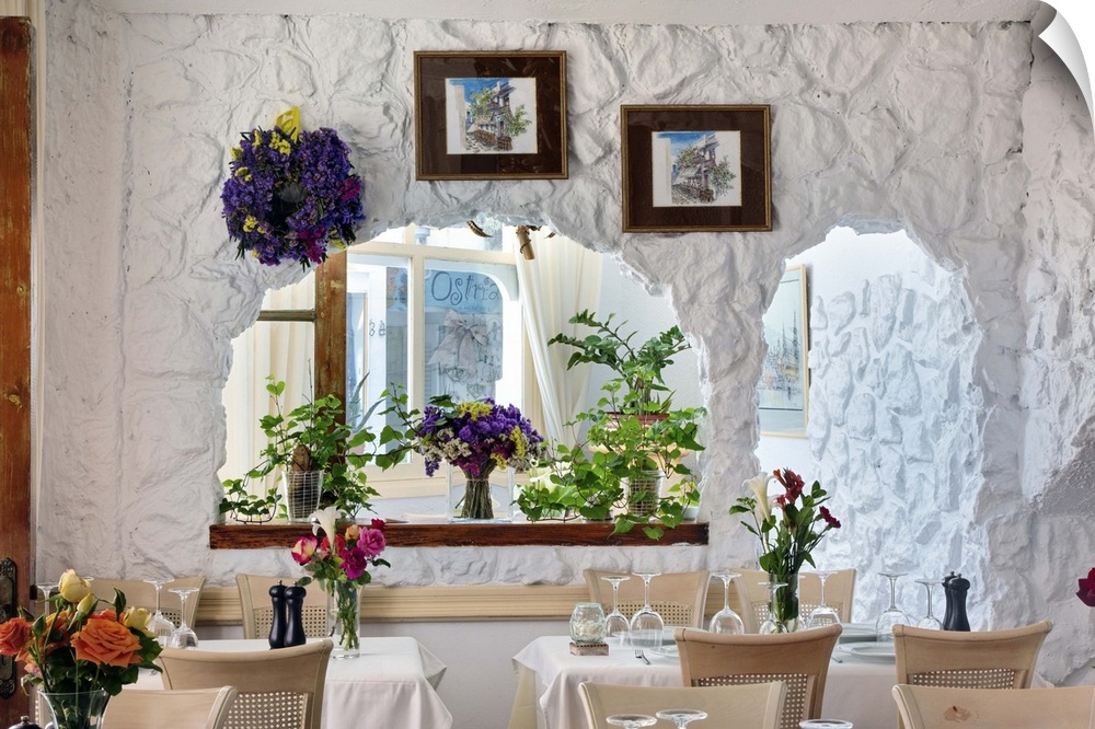 Restaurant interior, Chora, Mykonos, Greece (Editorial Use Only)