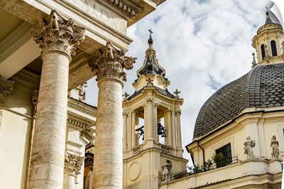 Rome, Columns Of Chiesa De Santa Maria Del Montesanto, Dome Of Chiesa Dei Miracoli