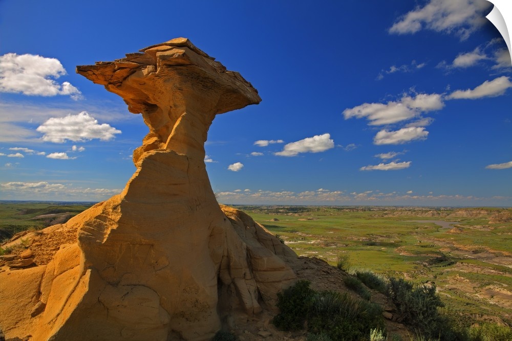 Sandstone spire in the badlands near Jordan, Montana, USA