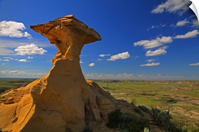 Sandstone spire in the badlands near Jordan, Montana