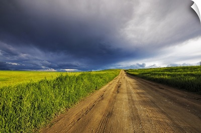 Storm Clouds Over West Spring Creek Road In The Flathead Valley, Montana, USA