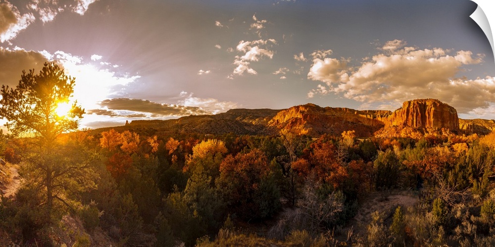 Sunset and fall colors. New Mexico.