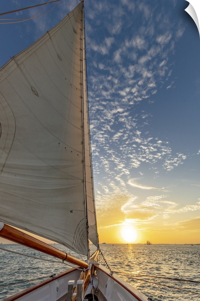 Sunset and sail on schooner America 2.0 in Key West, Florida, USA.