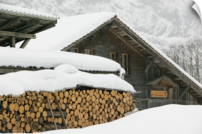 Switzerland, Bern, Lauterbrunnen: Wood Pile