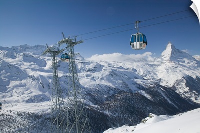 Switzerland, Wallis, Valais, Zermatt: Blauherd Cable Cars From Gant